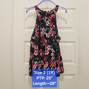 Torrid Sleeveless Eyelet Tiered Floral Top, EUC, Size 3 (3X)